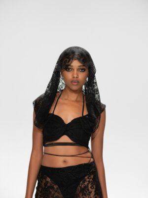 LACE MIDNIGHT HOODED Crop Corset